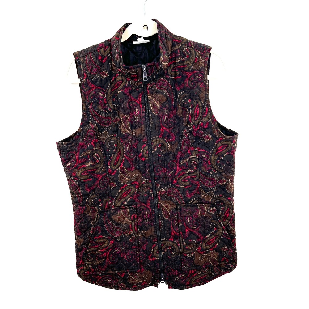J. Jill heritage quilted vest full zip cottagecore floral paisley lightweight‎ M